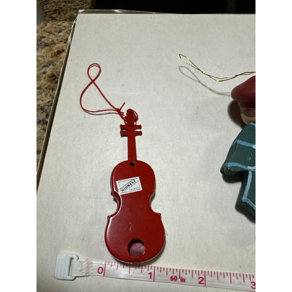 Midwest Wooden Christmas‎ Ornaments Violin Instrument Girl Figurine